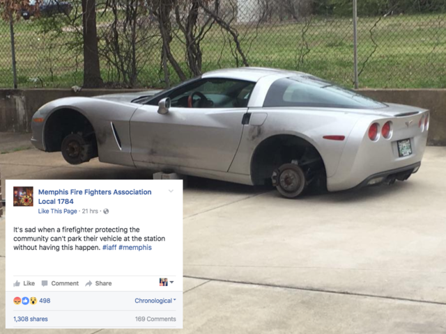 Memphis firefighter’s Corvette stripped while parked outside fire house, union says