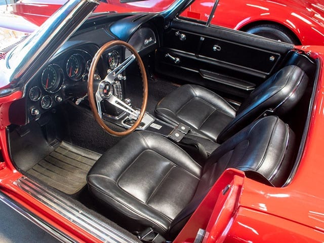 1965 red corvette convertible interior 1