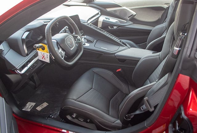 2021 red c8 corvette convertible interior 1