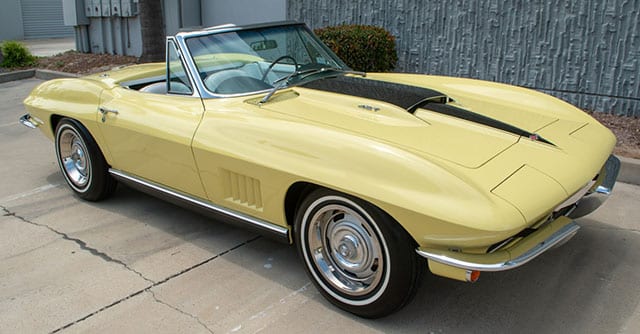 1967 sunfire yellow corvette l68 convertible exterior